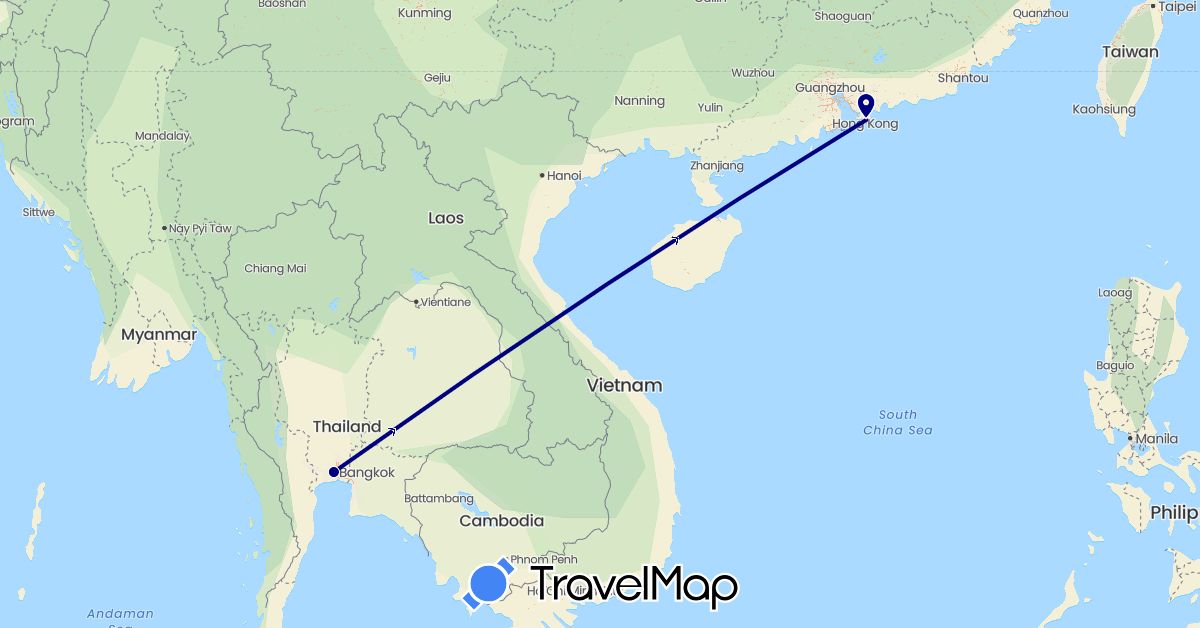 TravelMap itinerary: driving in China, Thailand (Asia)